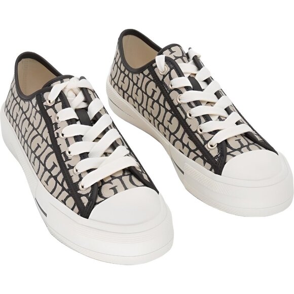 GUESS Shoes - GUESS Carey Jacquard Logo Lace-Up Sneakers Dark Brown Size 9M